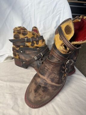 Freebird by Steven Brown Leather & Leopard Print Ankle Booties